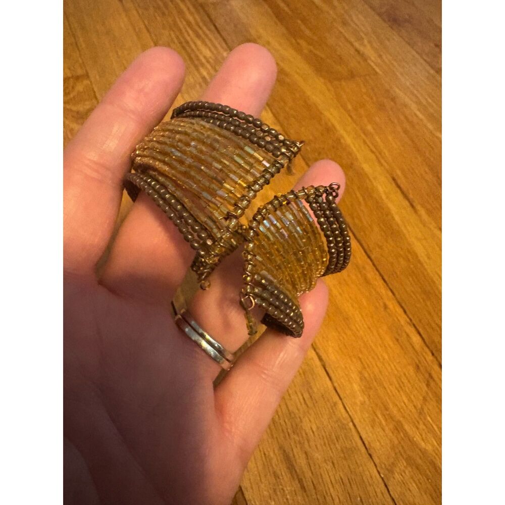 BEAUTIFUL Vintage Brown and Gold Beaded Bracelet
